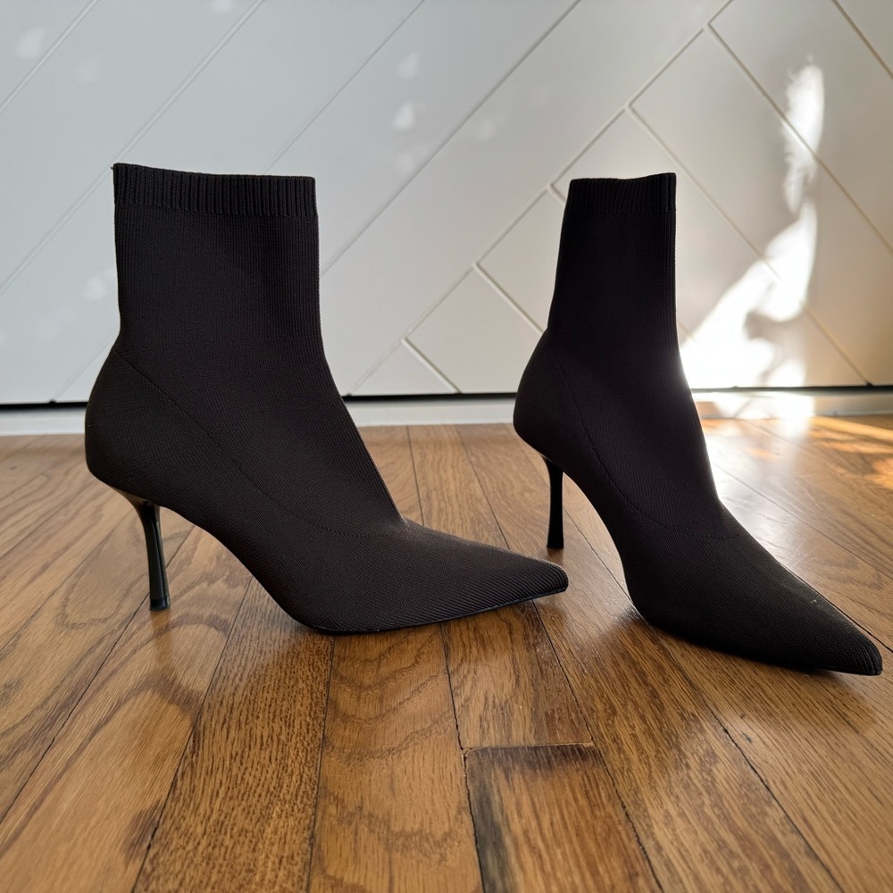 Zara grey Stiletto Heel Ankle Boots